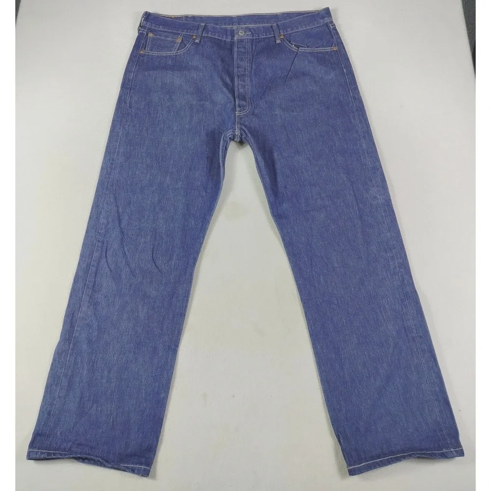 Levis‎ 501XX Jeans Mens 42x32 Blue Medium Wash Straight Leg Button Fly Denim
